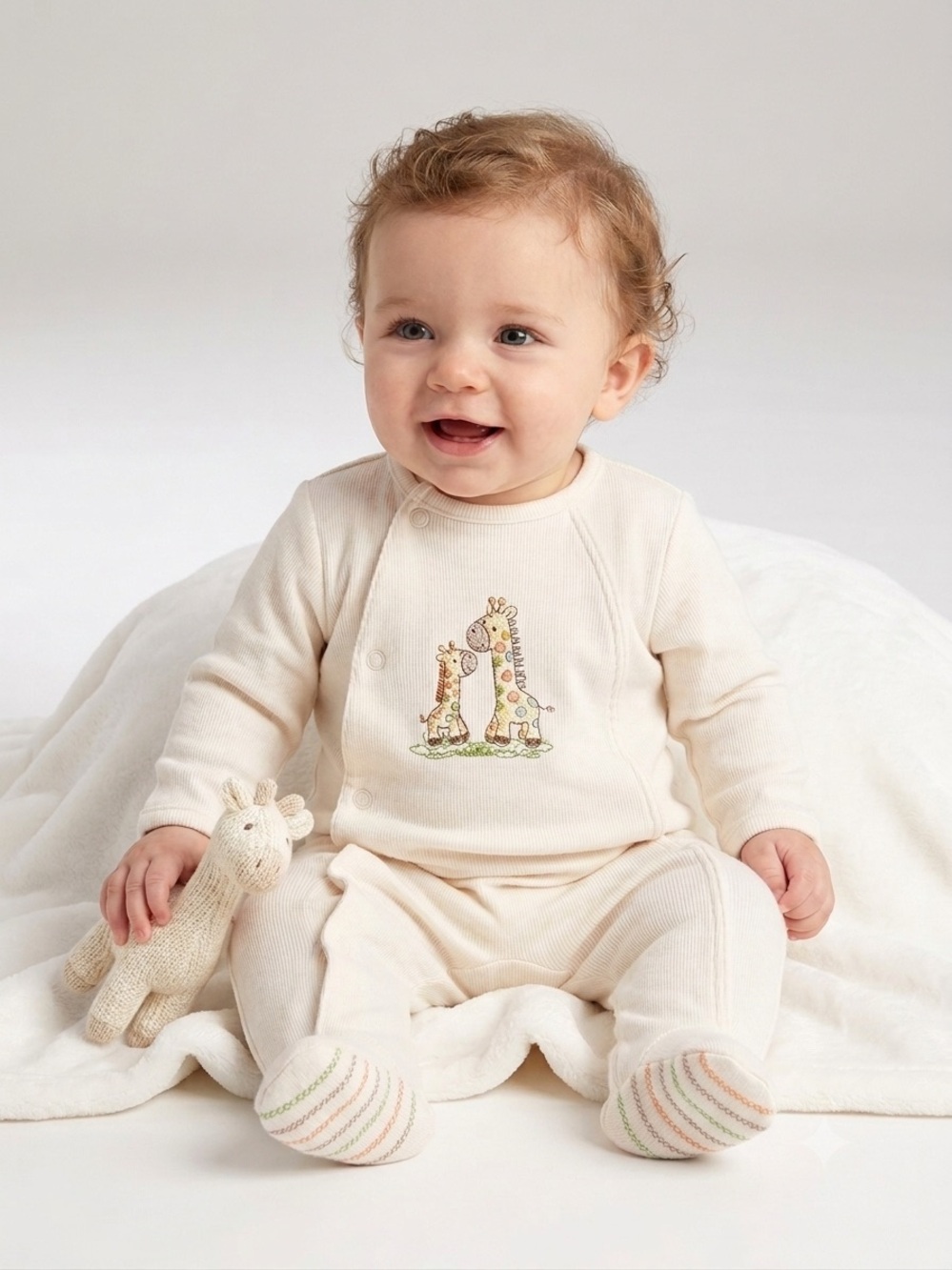 🎉 (Preemie) Little Me Embroidered Giraffe Footed Sleeper
